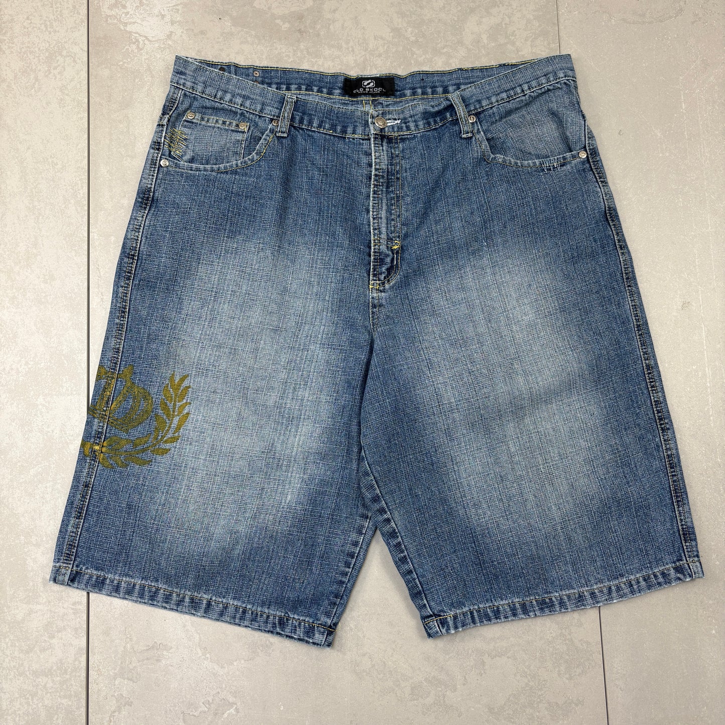 Vintage Old Skool Embroidered Blue Hip Hop Baggy Shorts Jorts - 40