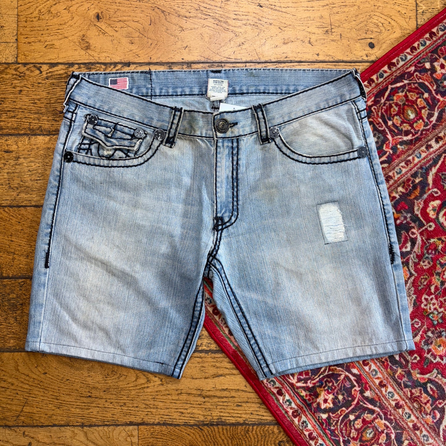 Vintage True Religion Blue Embroidered Y2K Shorts Jorts - 40