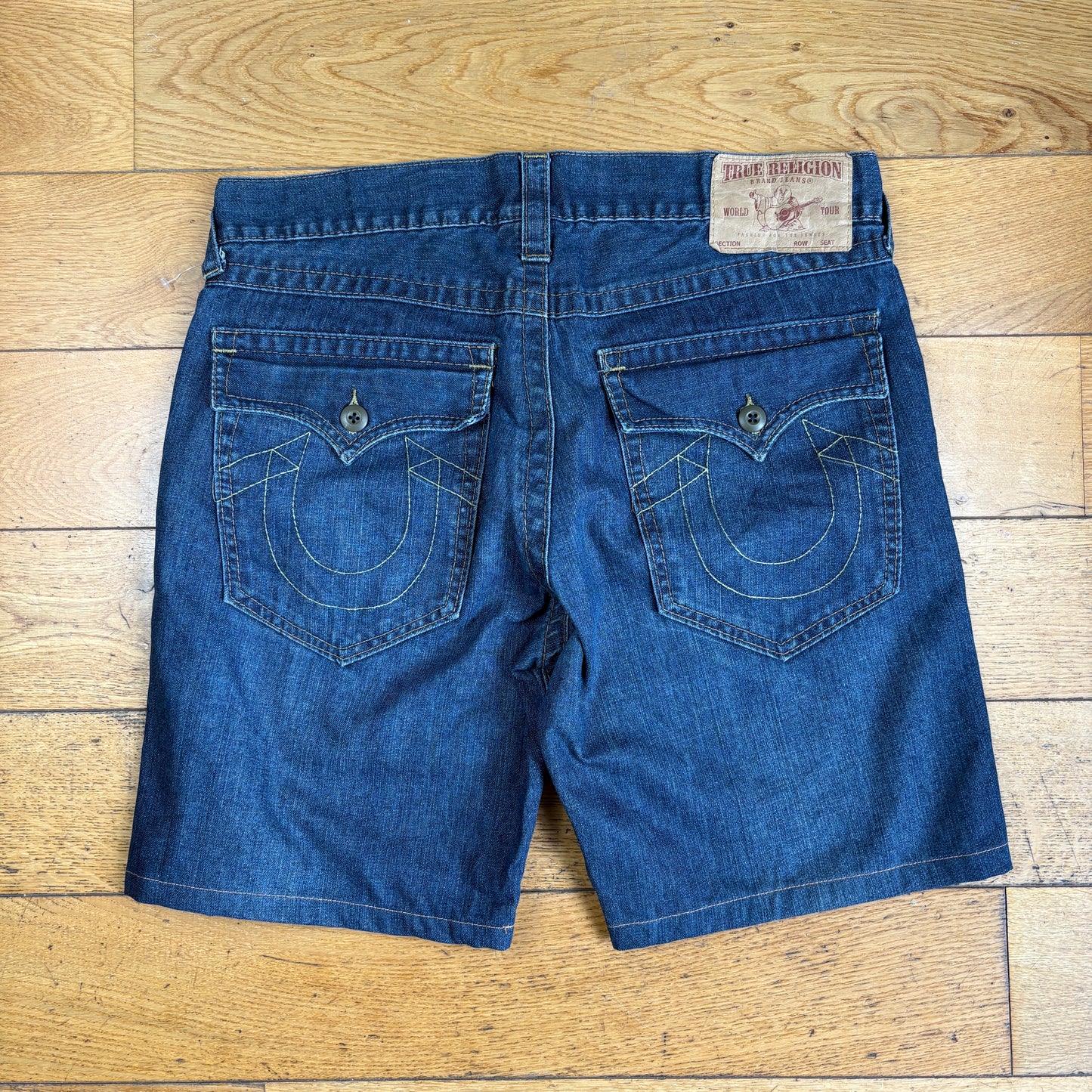 Vintage True Religion Blue Baggy Embroidered Y2K Shorts Jorts - 36