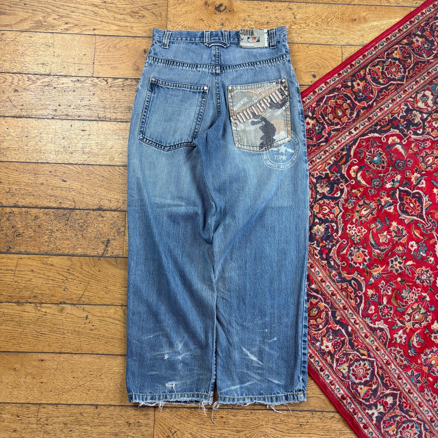 Vintage Southpole Blue Embroidered Y2K Hip Hop Baggy Jeans - 29