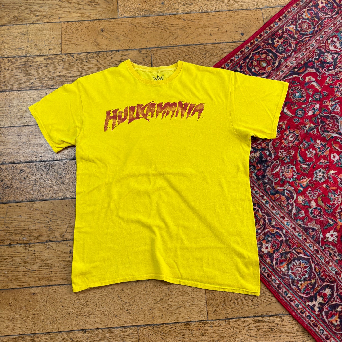 Vintage WWE Hulk Hogan Hulkamania Yellow Graphic T-Shirt - M