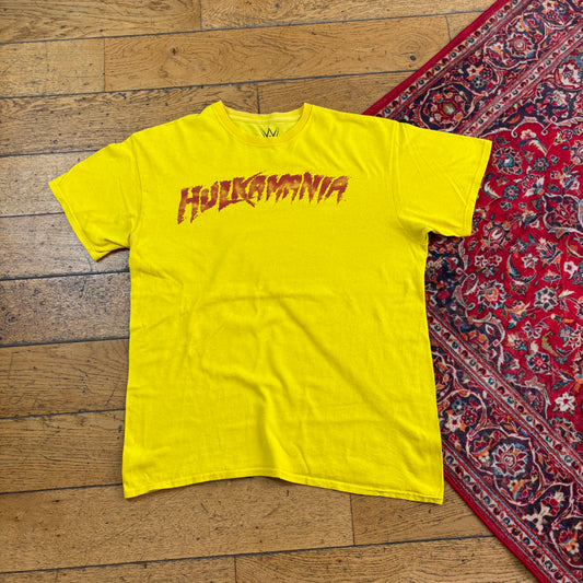 Vintage WWE Hulk Hogan Hulkamania Yellow Graphic T-Shirt - M