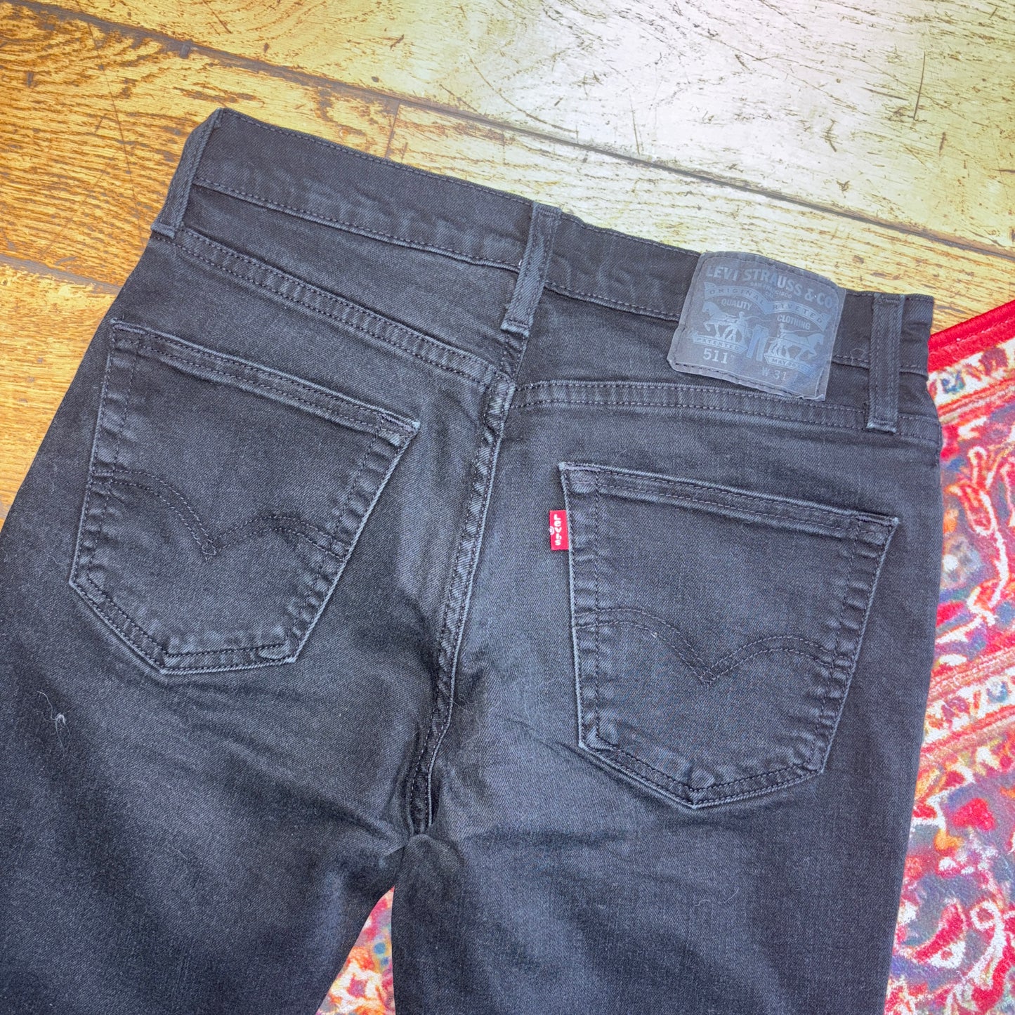 Vintage Levis 511 Slim Black Denim Shorts - 31
