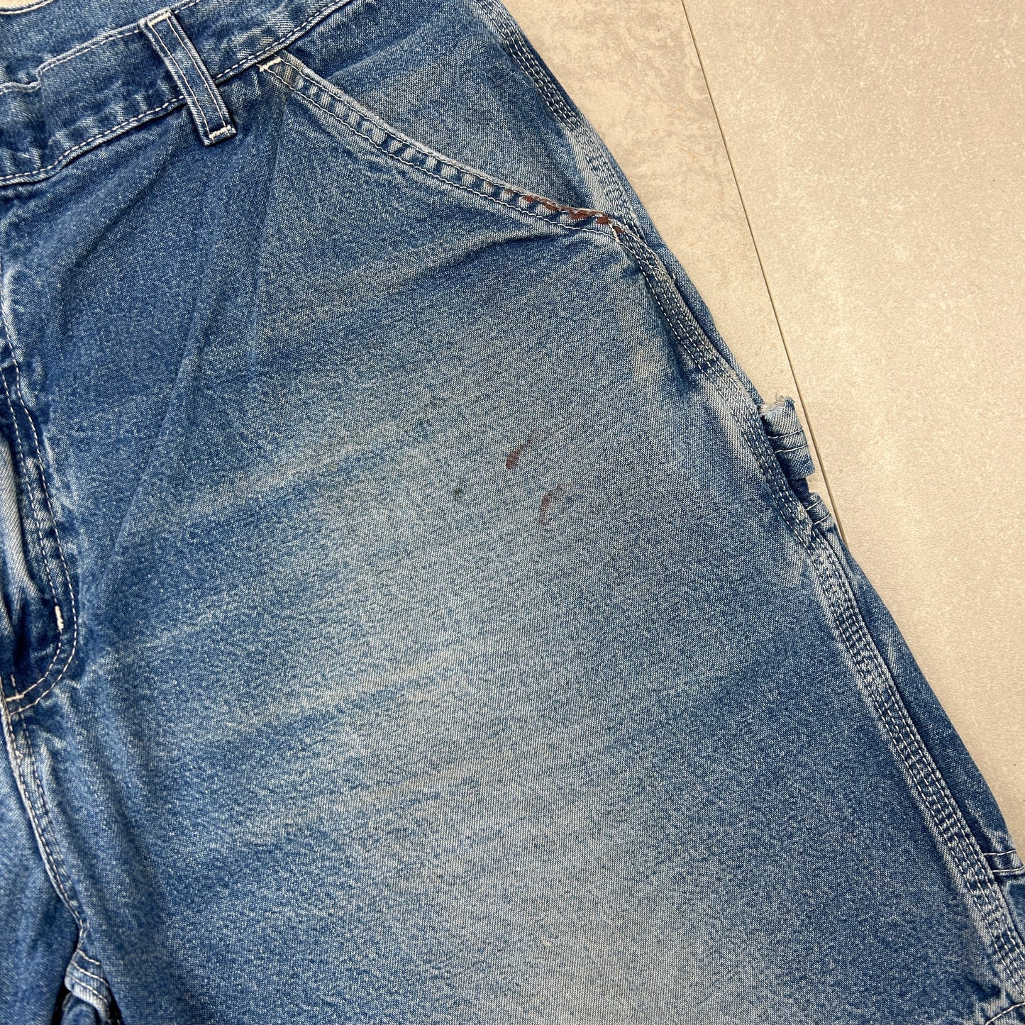 Vintage Carhartt Workwear Baggy Blue Carpenter Shorts - 38