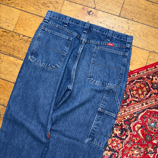 Vintage Wrangler Blue Carpenter Workwear Baggy Jeans - 36L