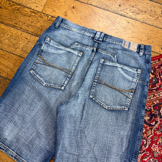 Vintage Embroidered Hip Hop Baggy Blue Shorts Jorts - 38