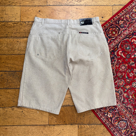 Vintage Avirex Cream Embroidered Hip Hop Baggy Shorts Jorts - 38