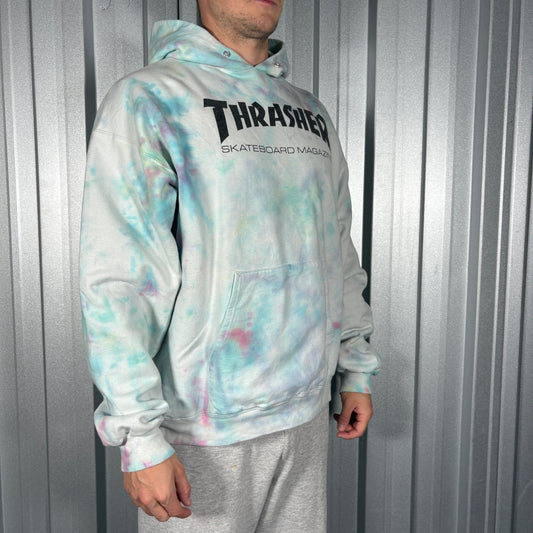 Thrasher White Tie Dye Skate Hoodie Sweatshirt - L