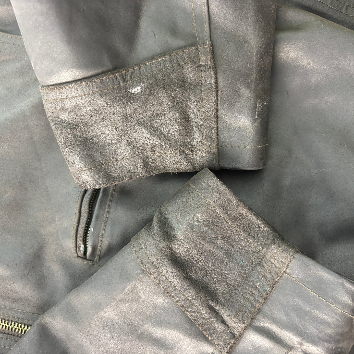 Vintage Dark Brown Leather Biker Jacket - XL