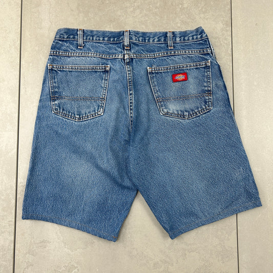 Vintage Dickies Workwear Carpenter Blue Baggy Shorts - 36