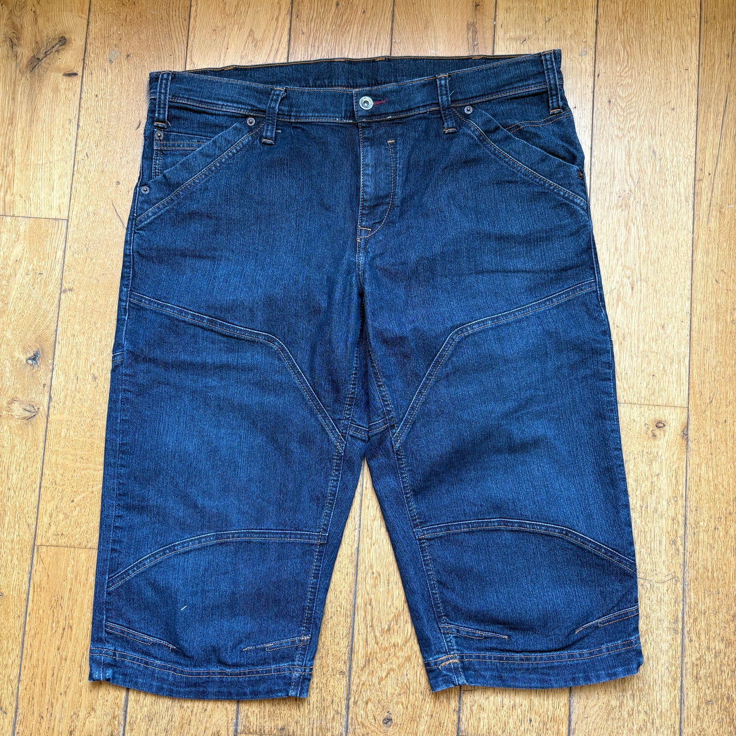 Vintage Embroidered Blue Hip Hop Shorts Jorts - 40