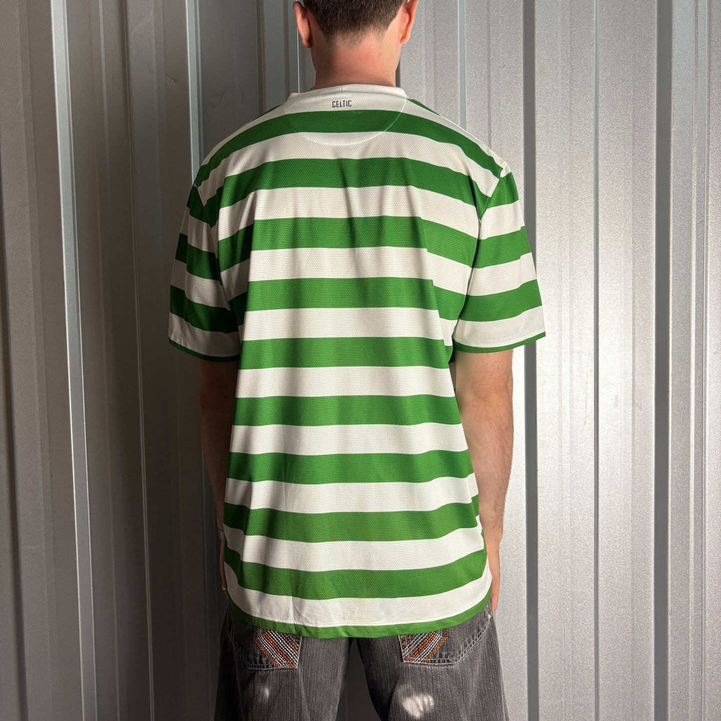 Celtic 2013 Green White Nike Stripe Tennents Football Shirt - XL