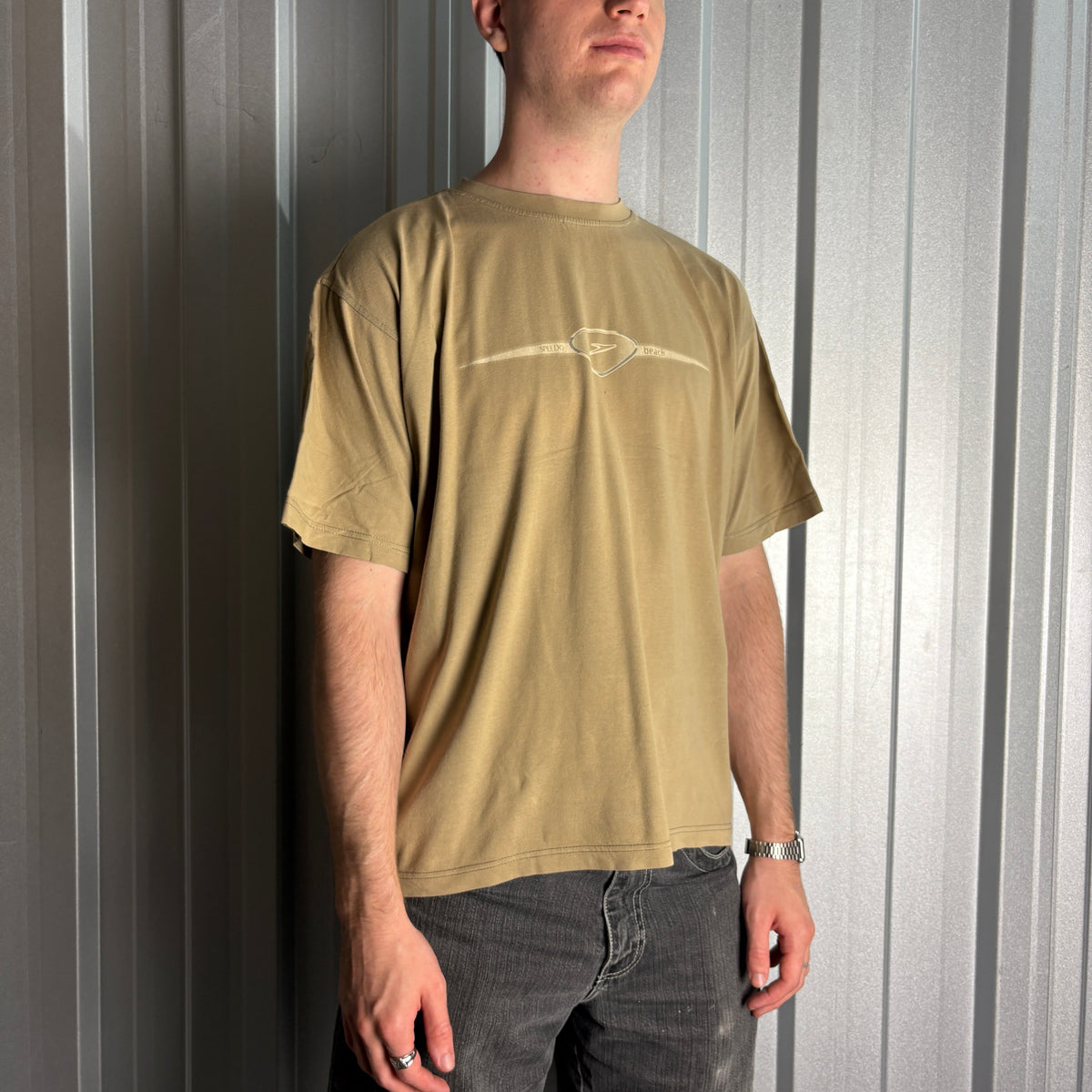 Vintage Speedo 90s Brown Cream Graphic T-Shirt - L