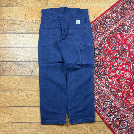 Vintage Carhartt Navy Workwear Carpenter Straight Trousers - 32