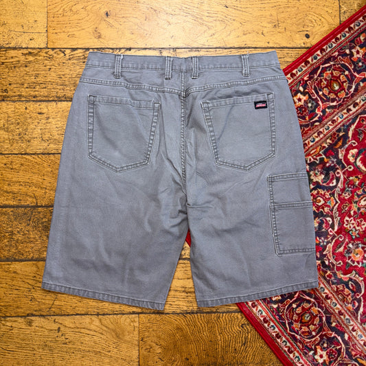 Vintage Dickies Workwear Carpenter Grey Baggy Shorts - 36