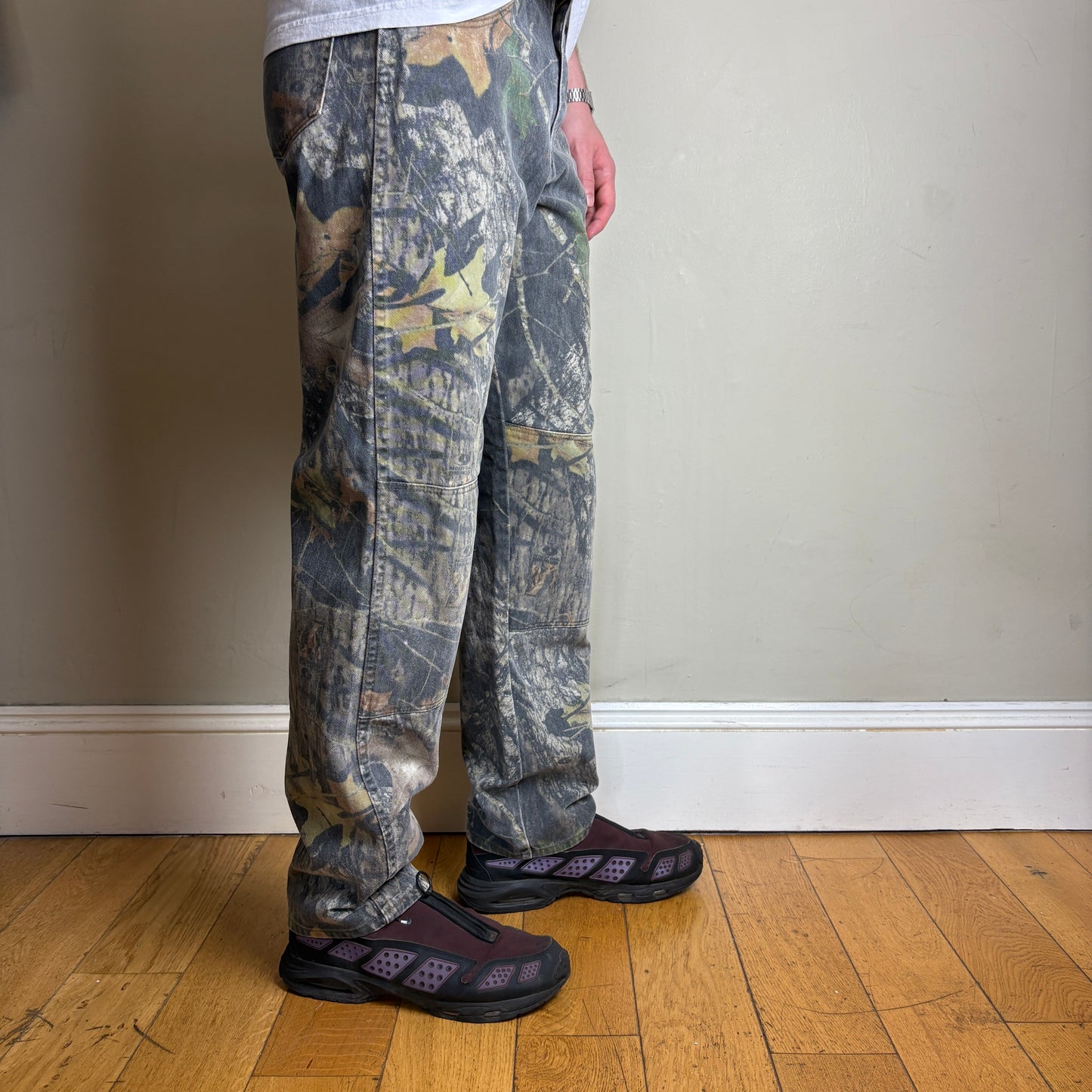 Vintage Real Tree Camo Green Double Knee Hunting Workwear Trousers - 32R