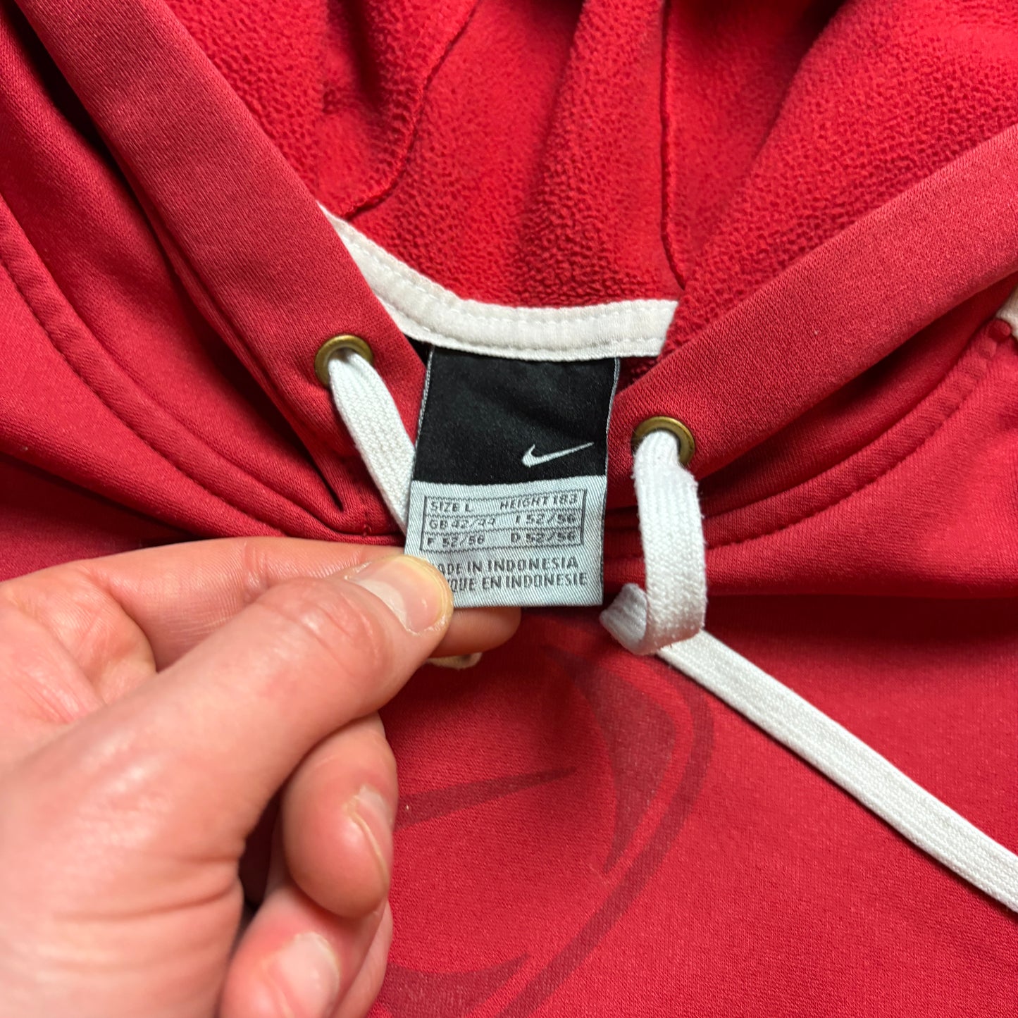 Vintage Nike Y2K Red Hoodie Sweatshirt - L