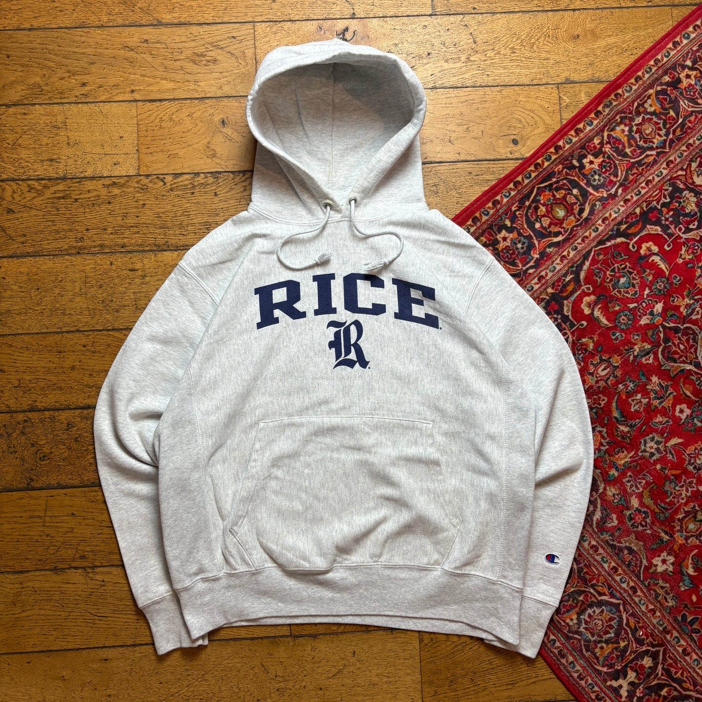 Vintage Champion Rice USA College Grey Boxy Sweatshirt - L