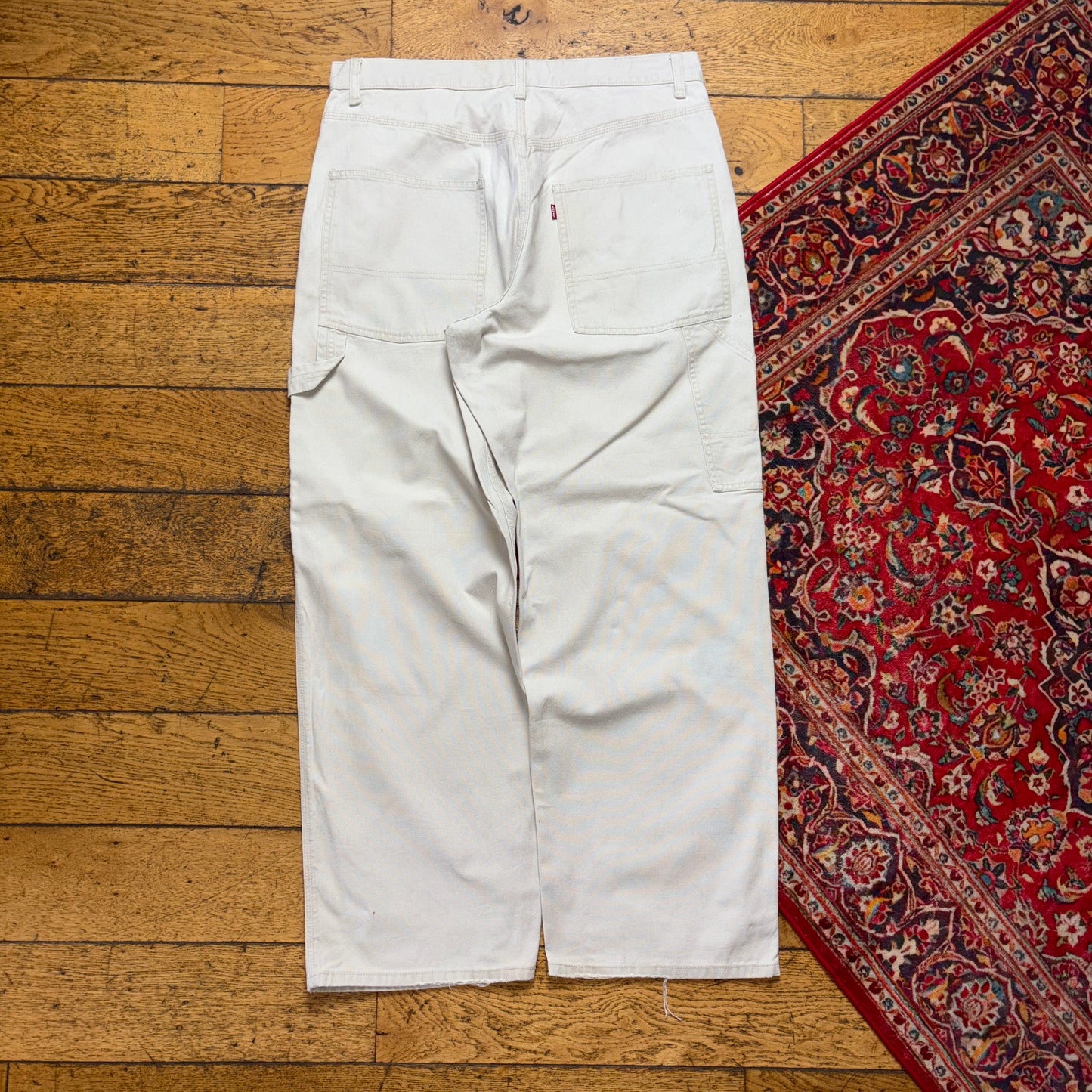 Vintage Levi's White Cream Carpenter Workwear Baggy Trousers - 35S