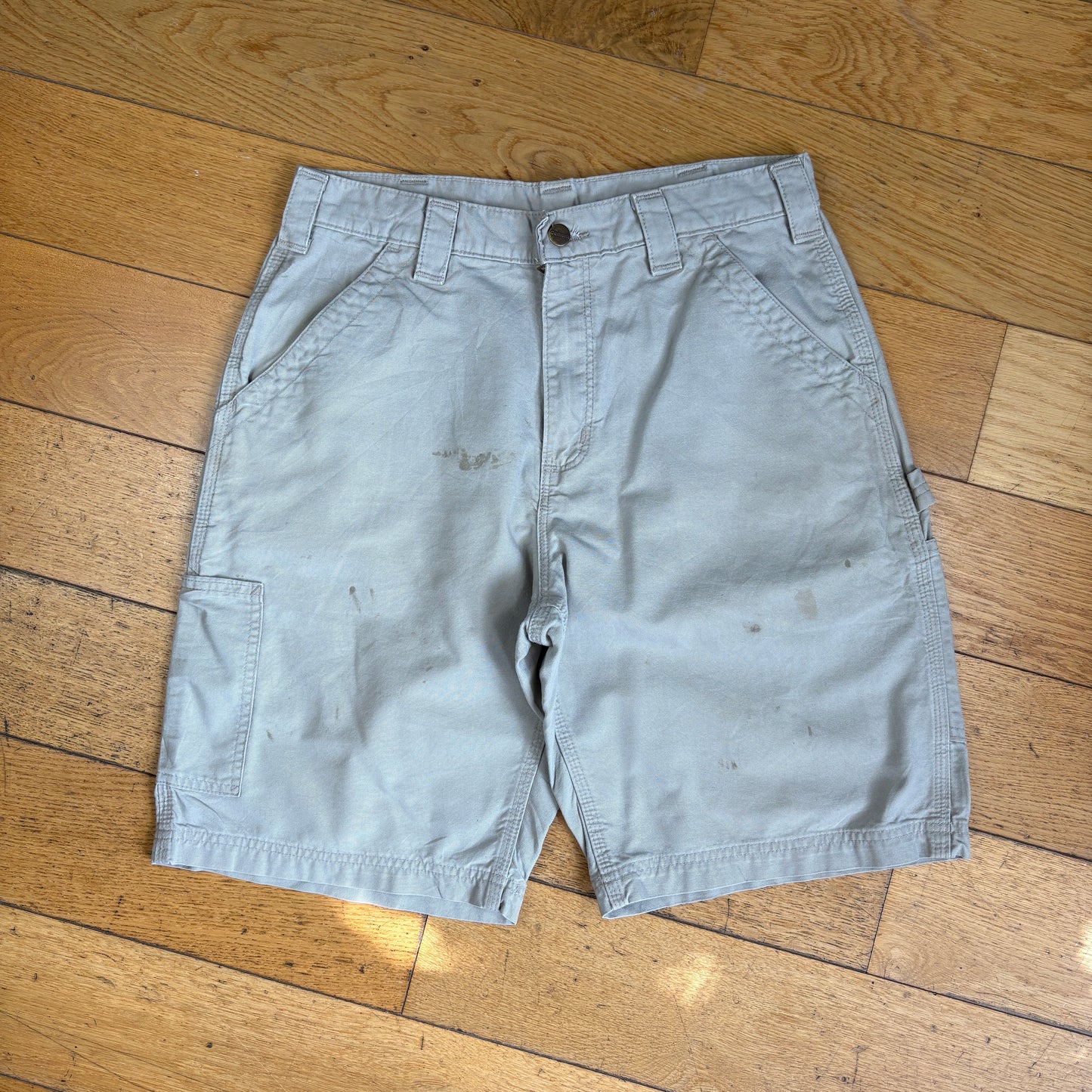 Vintage Carhartt Cream Workwear Baggy Carpenter Shorts - 32