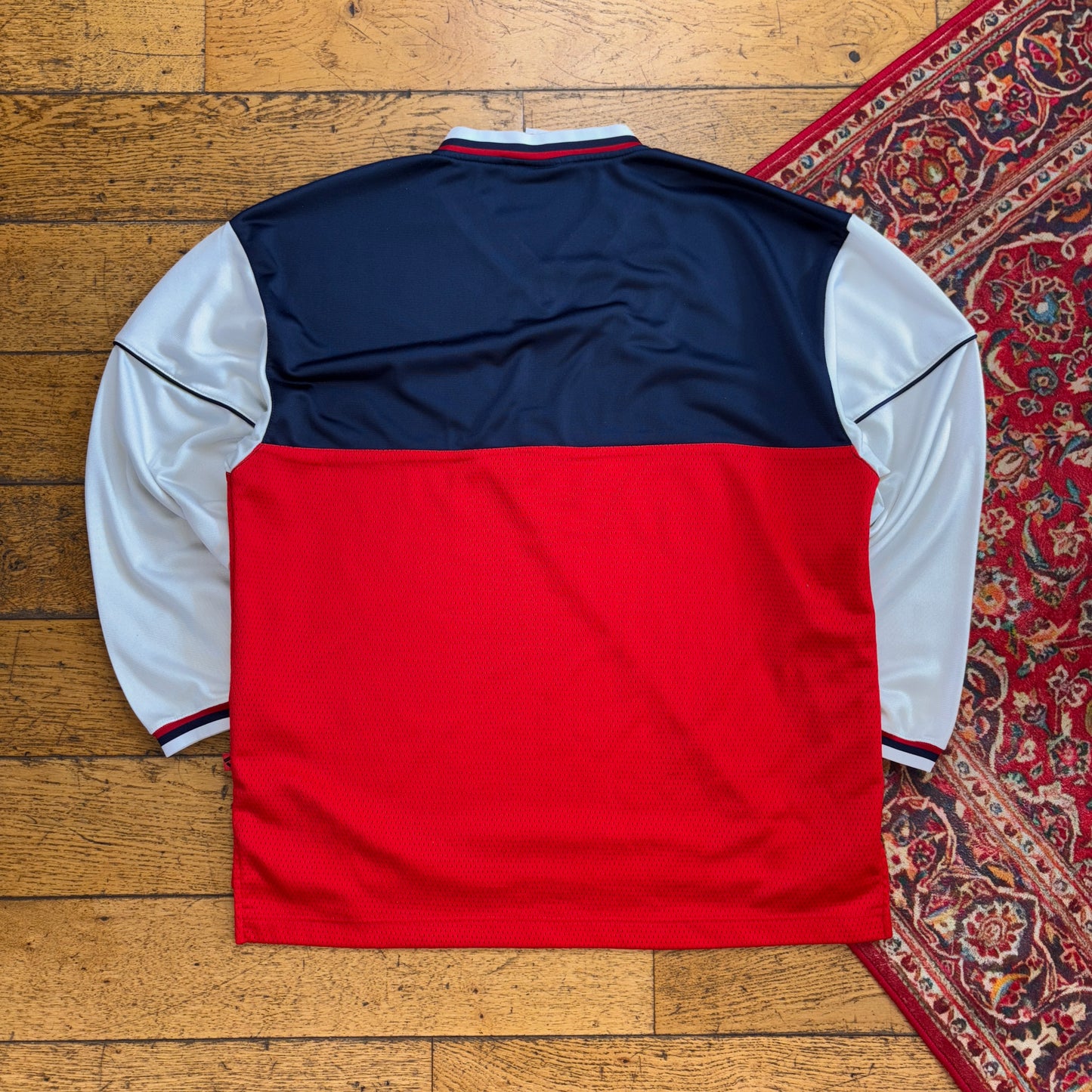 Vintage 90s Donnay Embroidered Long Sleeve Red Navy Grey Sports T-Shirt - XL