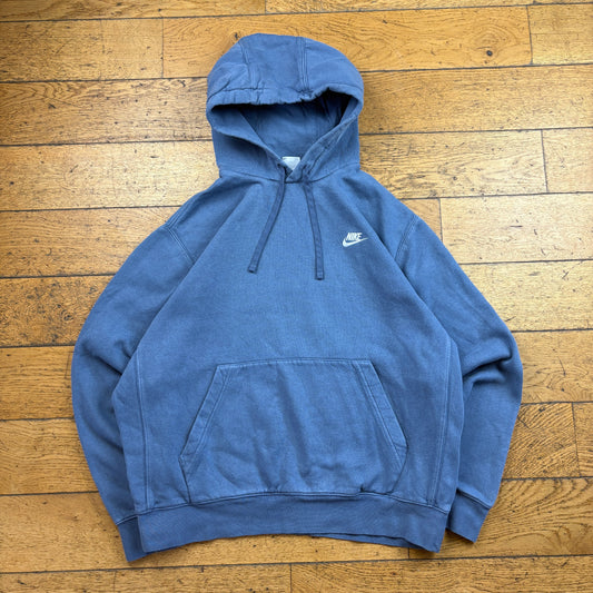 Vintage Nike Blue Embroidered Hoodie Sweatshirt - L