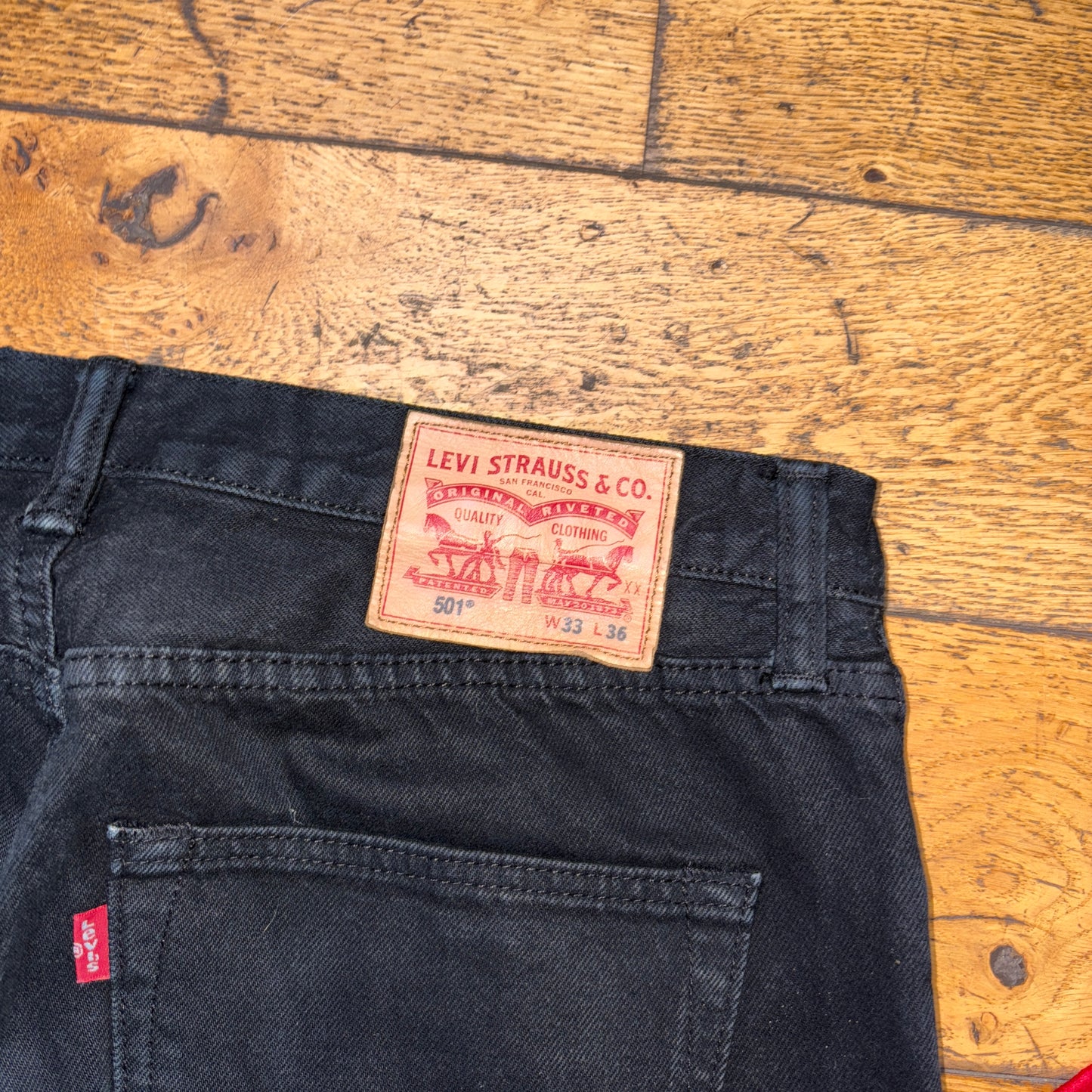 Vintage Levis 501 Straight Black Denim Jeans - 33L