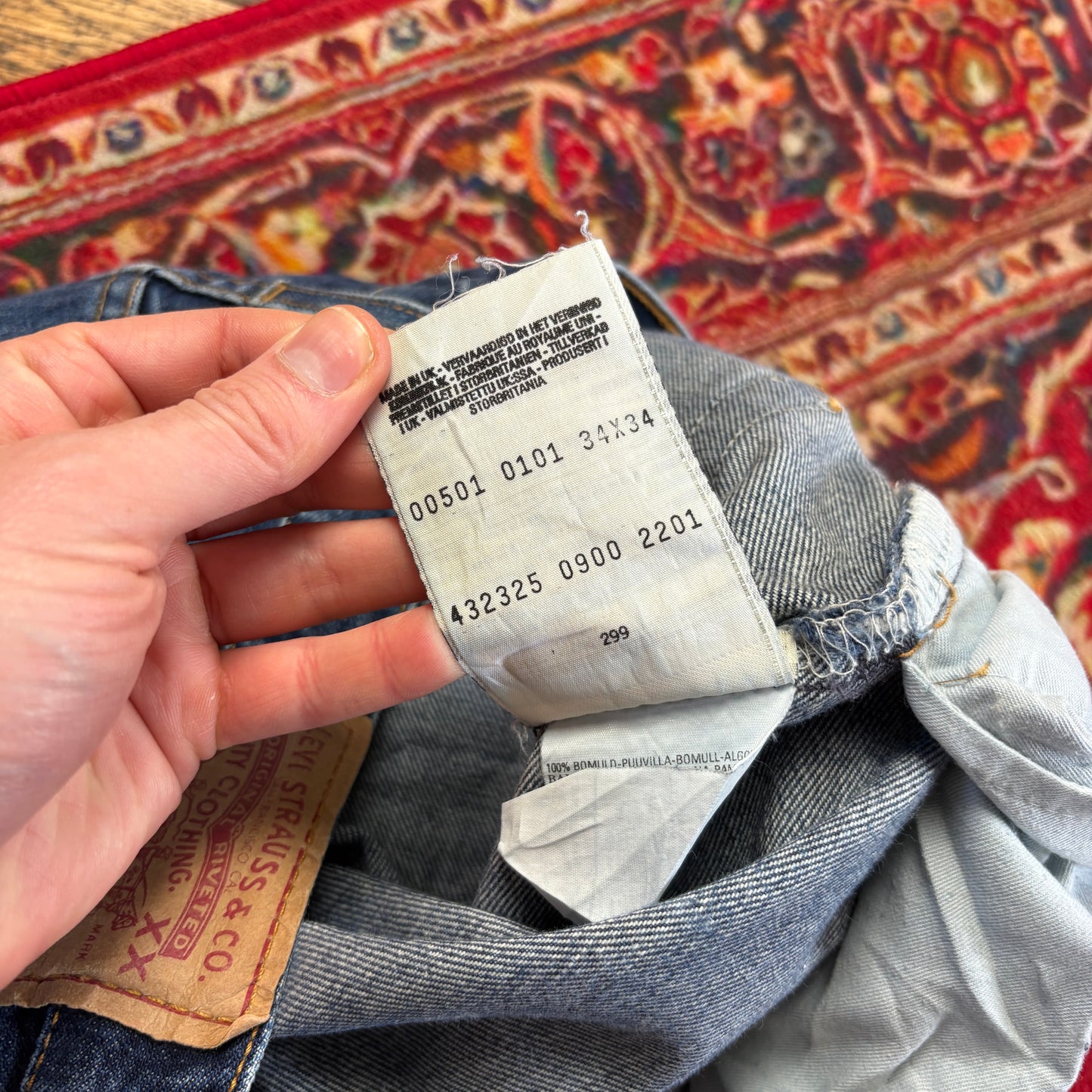 Vintage Levis 501 Straight Blue Denim Jeans - 34L