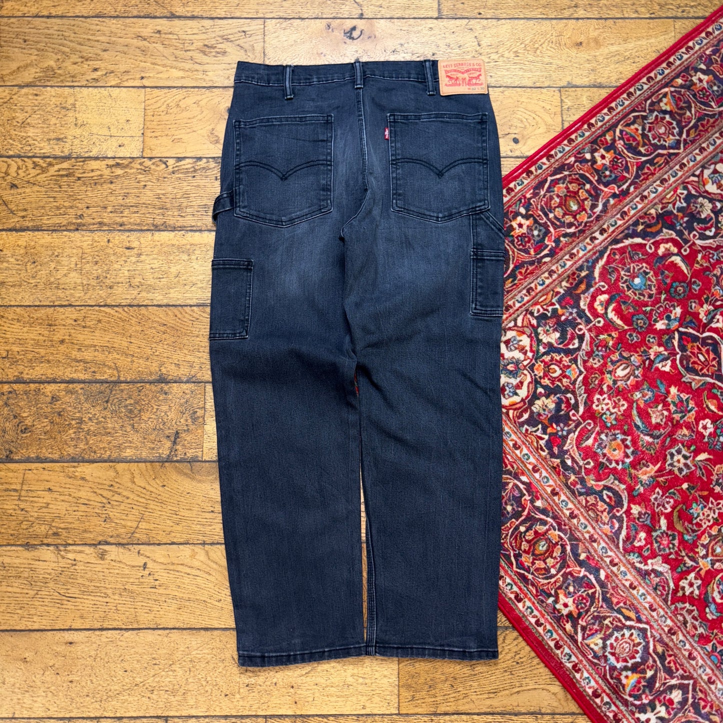 Vintage Levis Black Carpenter Workwear Straight Trousers - 32S