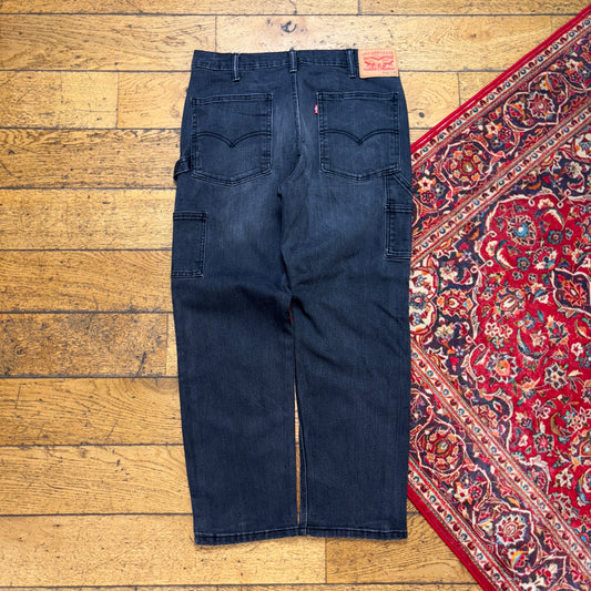 Vintage Levis Black Carpenter Workwear Straight Trousers - 32S