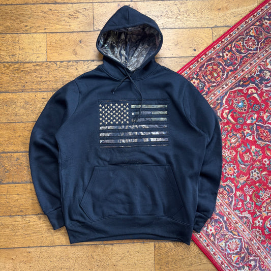 Vintage Realtree Camo Black Hoodie Sweatshirt - L