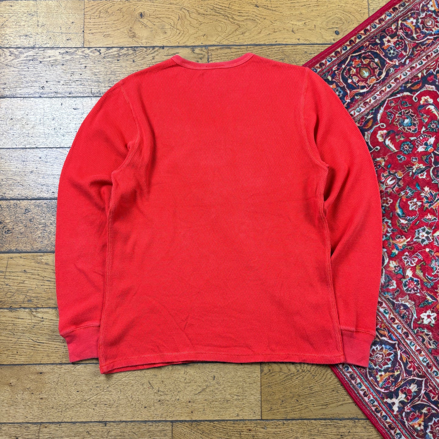 Vintage Ralph Lauren Polo Jeans Embroidered Orange Red Long Sleeve T-Shirt - S
