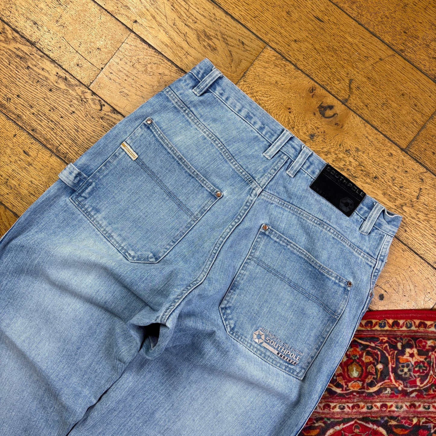 Vintage Southpole Blue Embroidered Y2K Hip Hop Baggy Jeans - 36