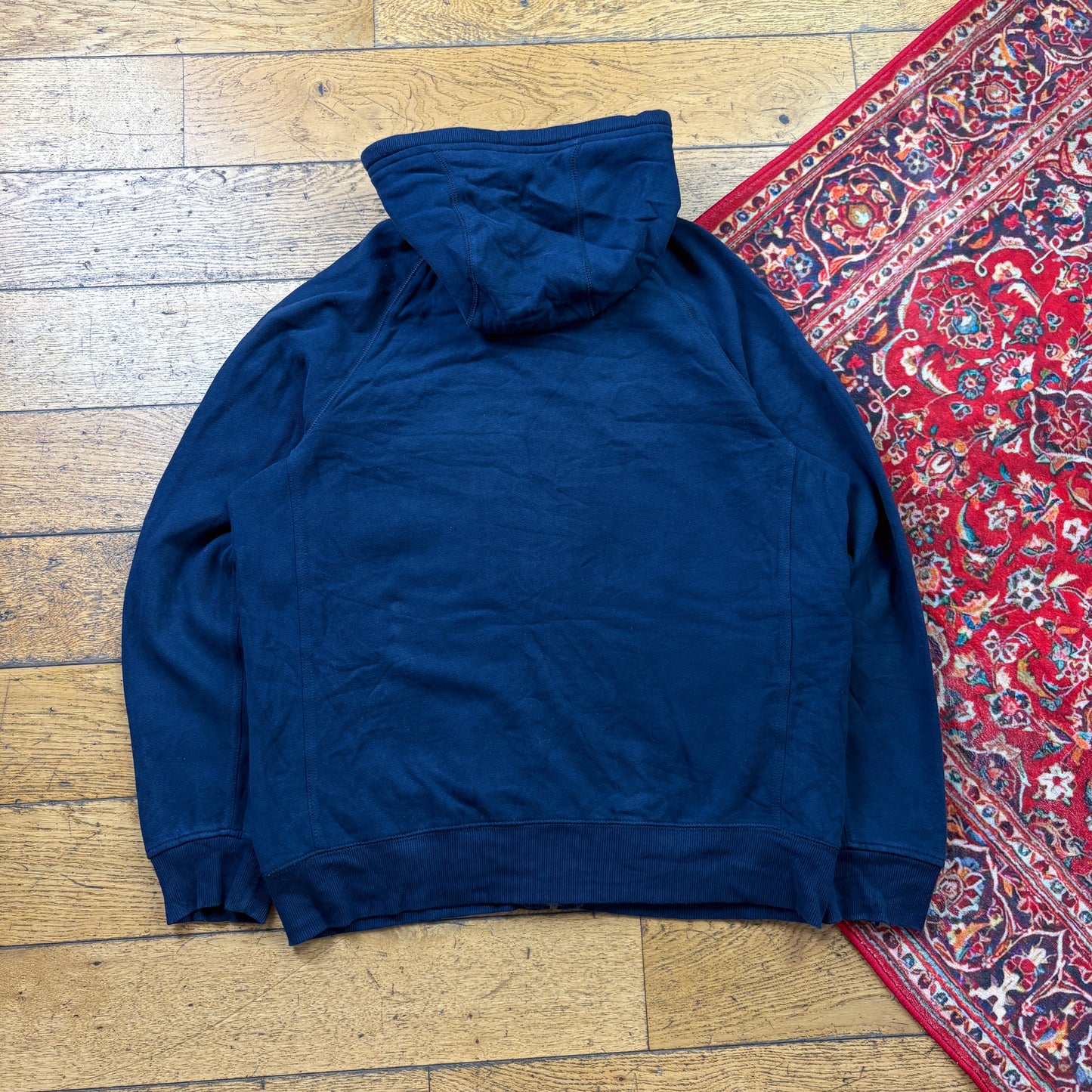 Vintage Timberland Navy Embroidered Zip Hoodie Sweatshirt - L
