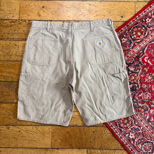 Vintage Carhartt Workwear Cream Baggy Carpenter Shorts - 38