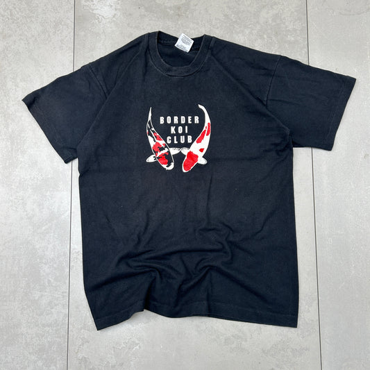 Vintage 90s Single Stitch Koi Fish Black Graphic T-Shirt - M