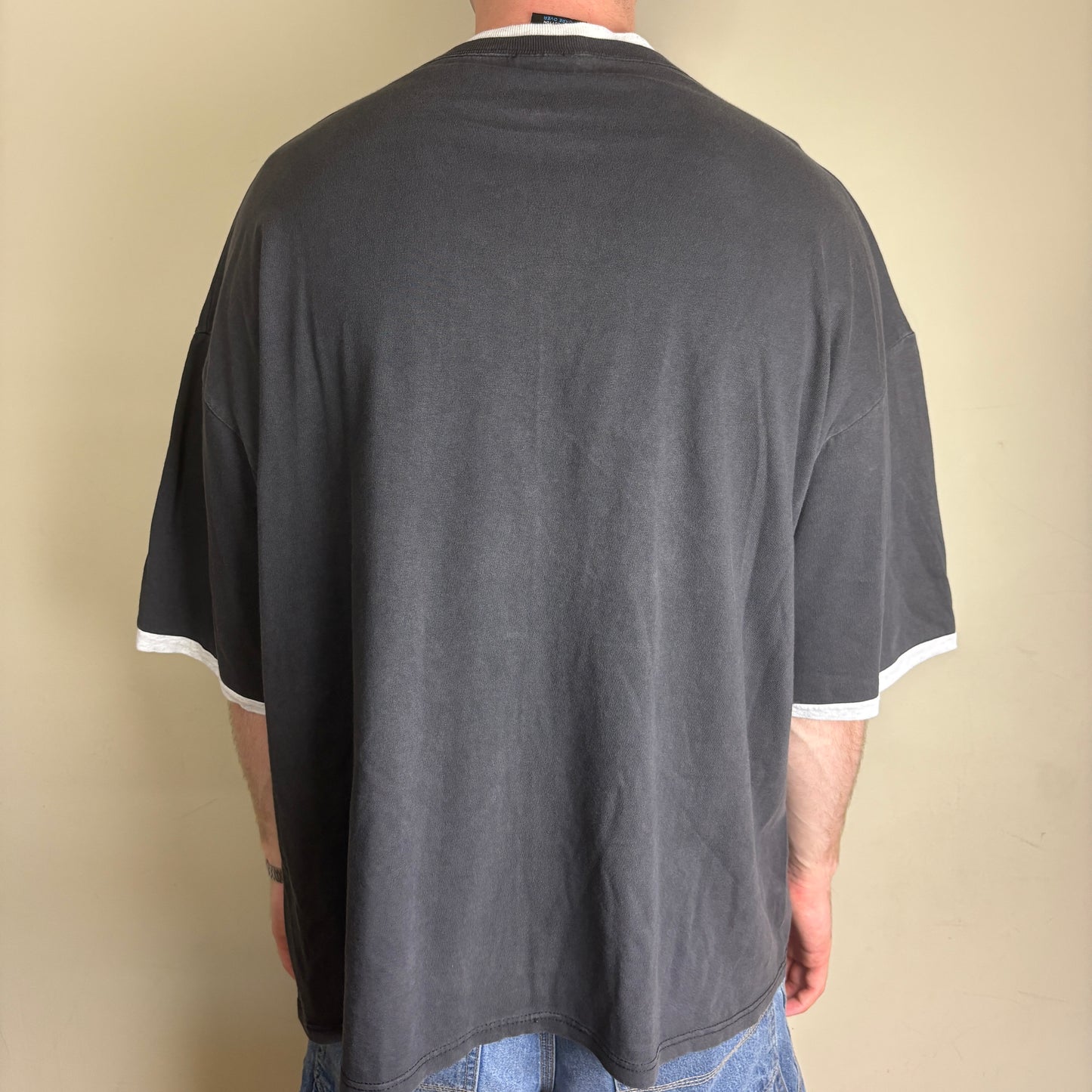 Vintage 90s Single Stitch Army NFL College Boxy Black Graphic T-Shirt - XL