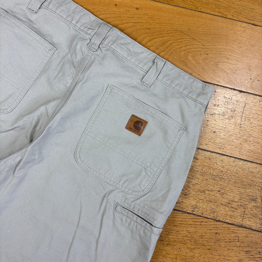 Vintage Carhartt Workwear Cream Baggy Carpenter Shorts - 36