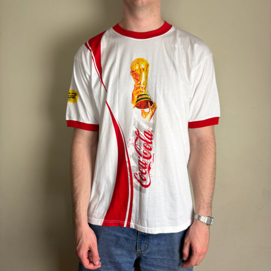 Vintage World Cup White Red Ringer Graphic T-Shirt - L