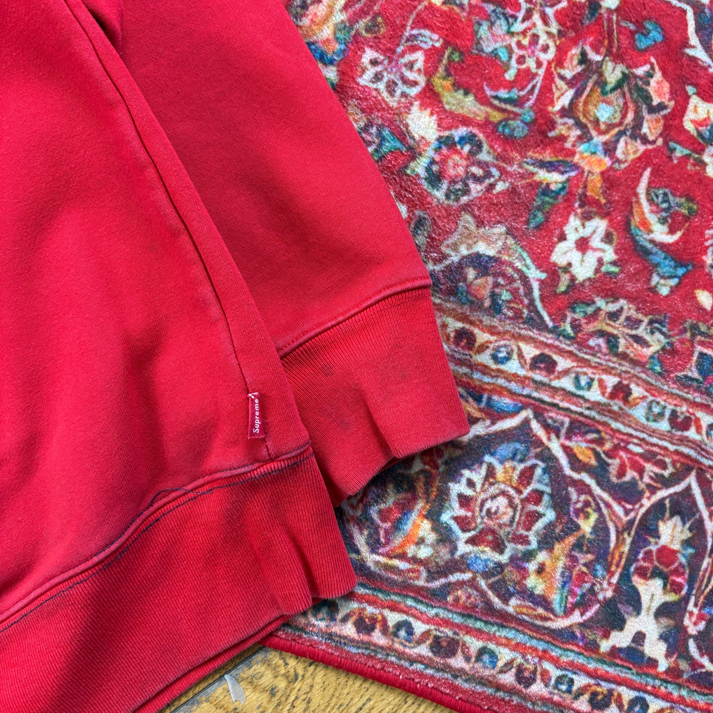 Vintage Supreme Spellout Red Navy Embroidered Sweatshirt - L