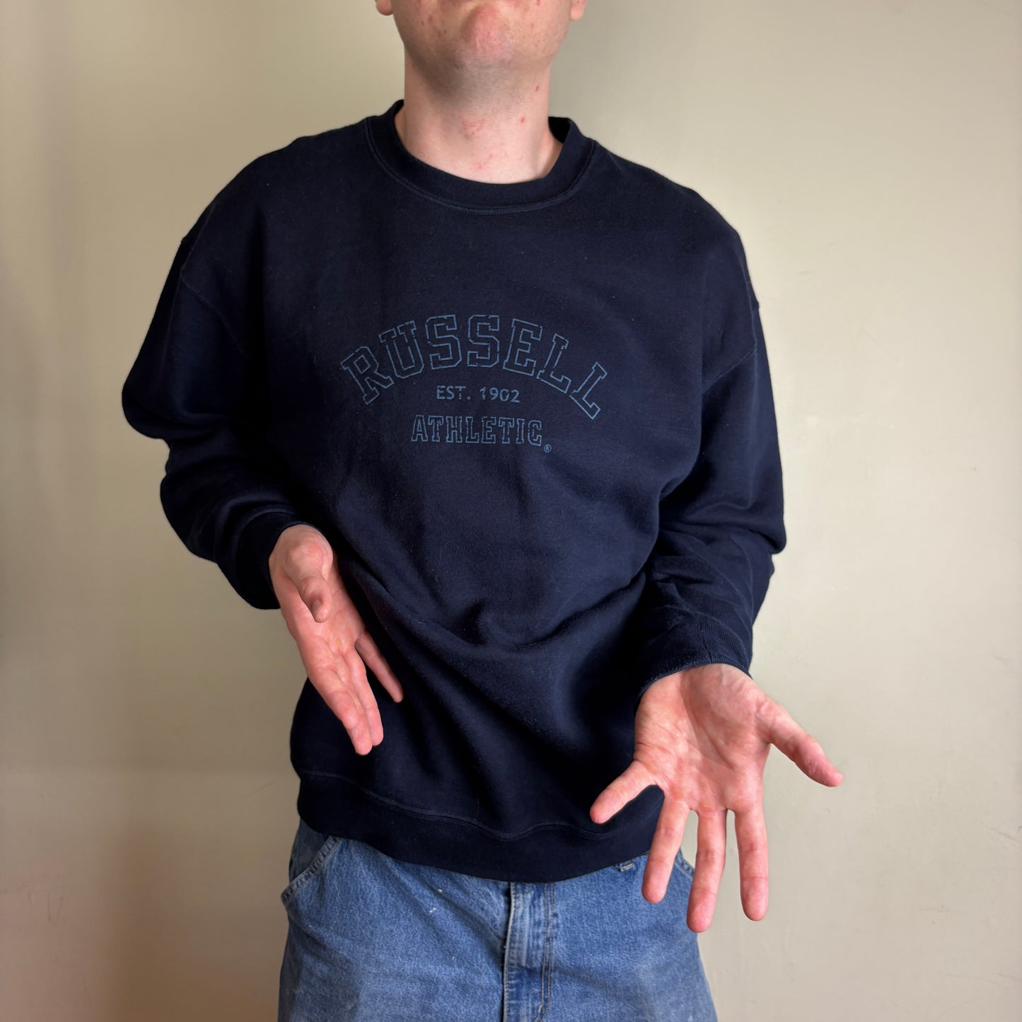 Vintage Russell Athletic Navy Boxy Sweatshirt - L