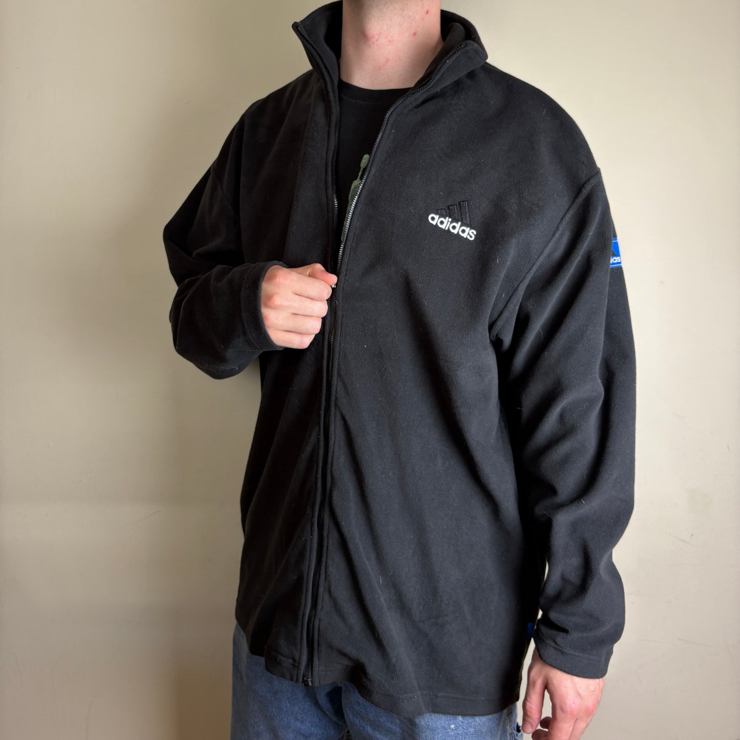 Vintage 90s Adidas Black Embroidered Fleece Sweatshirt -2XL
