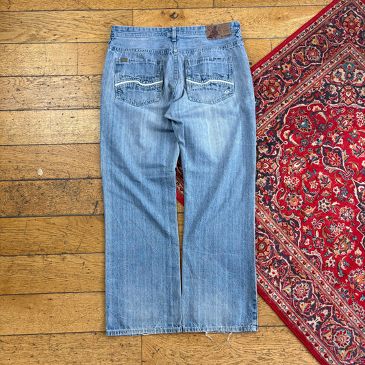 Vintage Enyce Diddy Blue Embroidered Y2K Hip Hop Baggy Jeans - 36