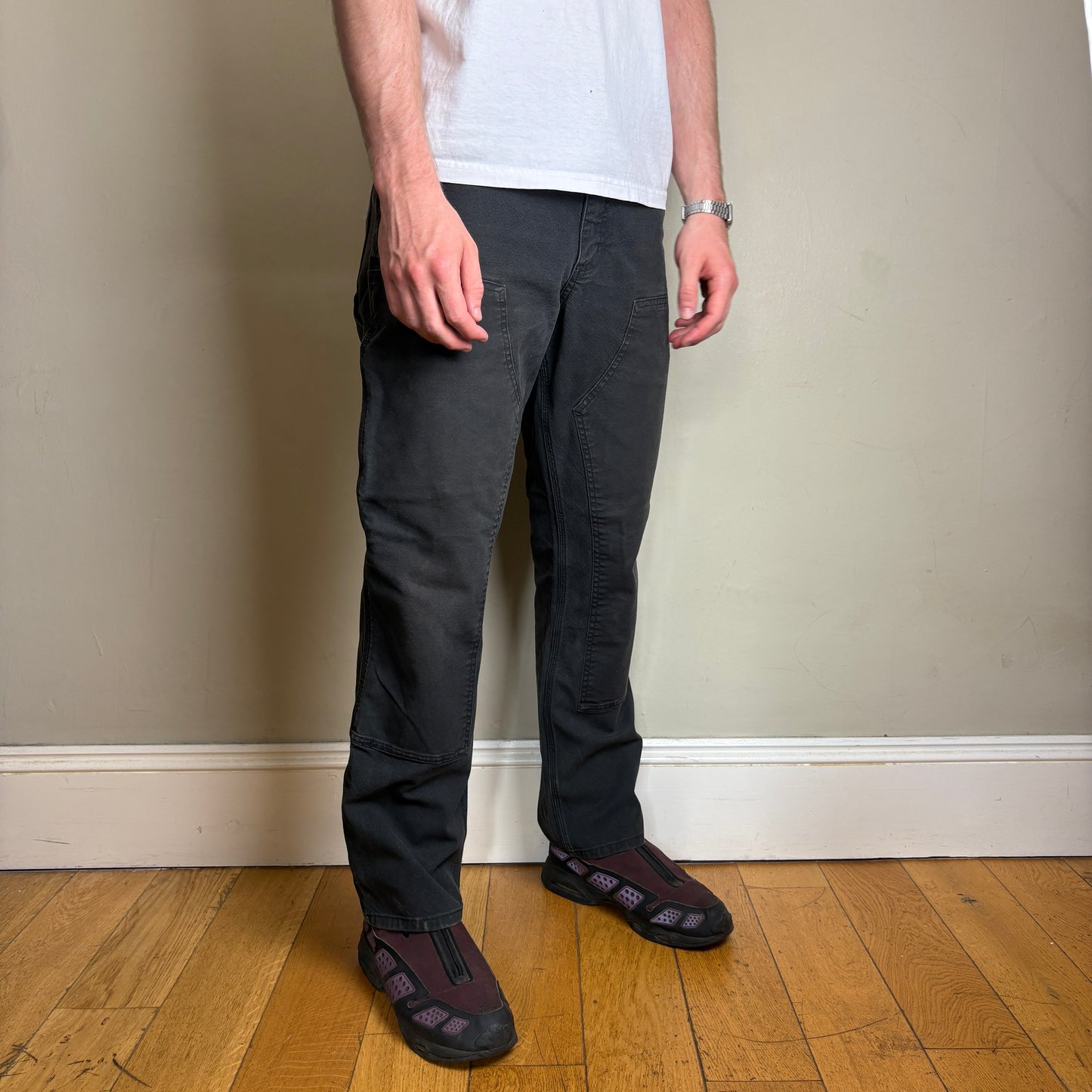 Vintage Carhartt Black Double Knee Workwear Carpenter Baggy Trousers - 34S