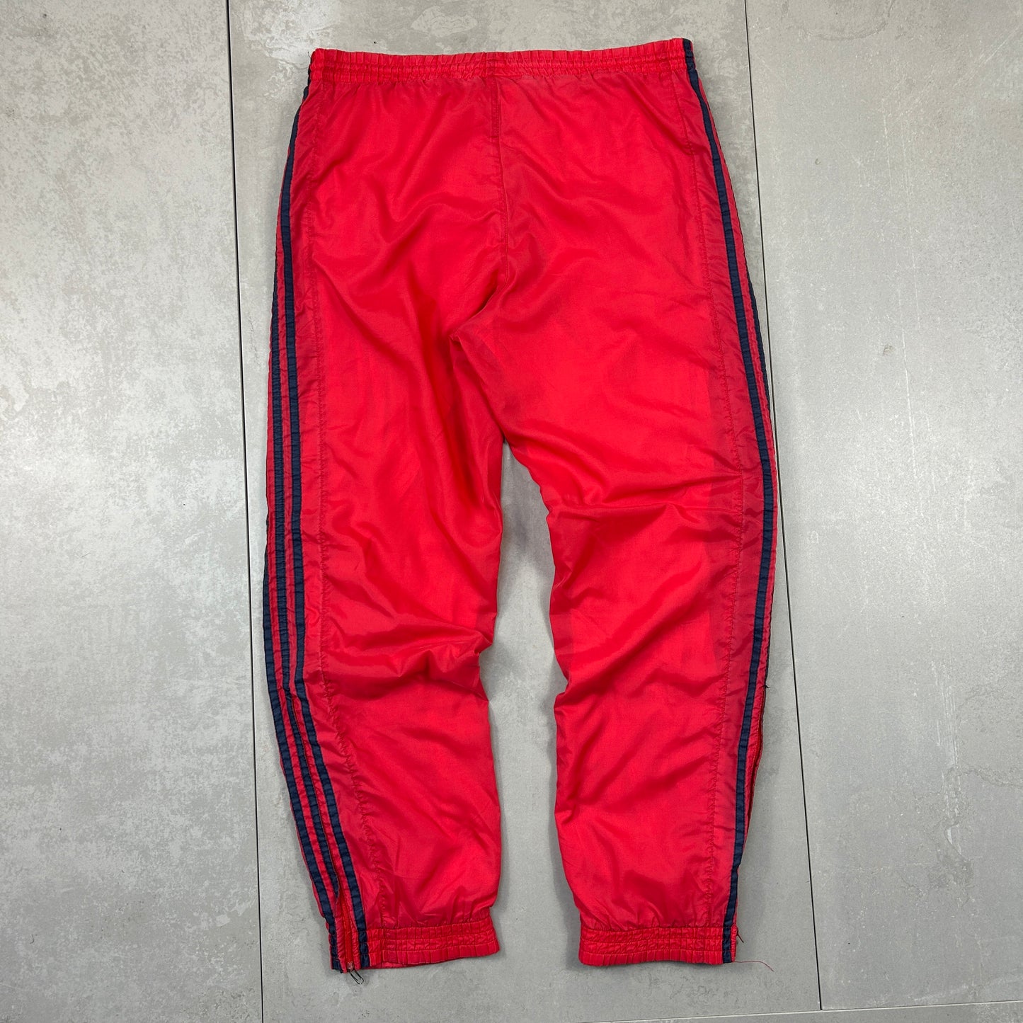 Vintage 90s Adidas Nylon Red Embroidered Baggy Tracksuit Track Pants Bottoms - M