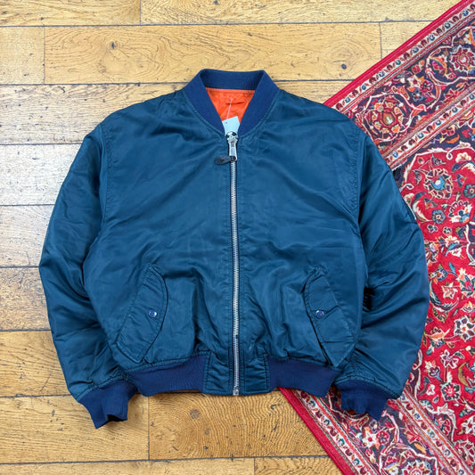 Vintage MA-1 Blue Reversible Bomber Jacket - S