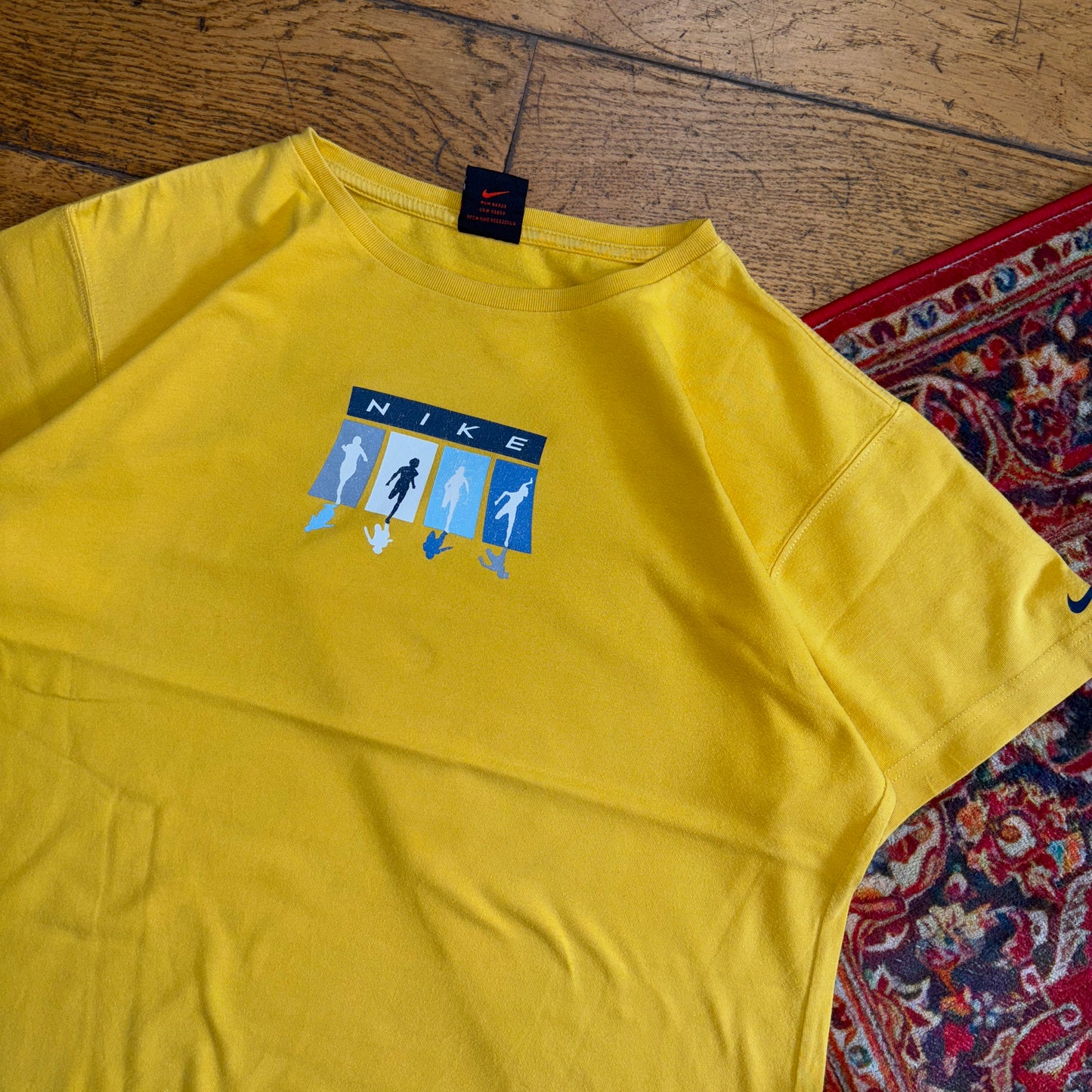 Vintage Nike 00s Y2K Womens Running Yellow Graphic T-Shirt - XL