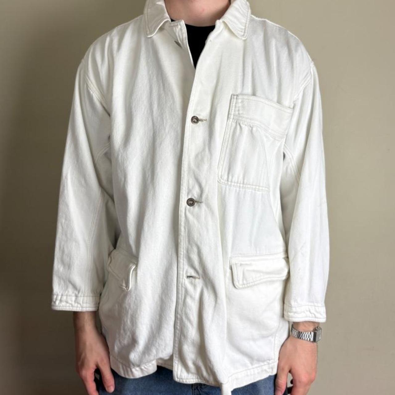 Vintage White Workwear Chore Utility Jacket - XL