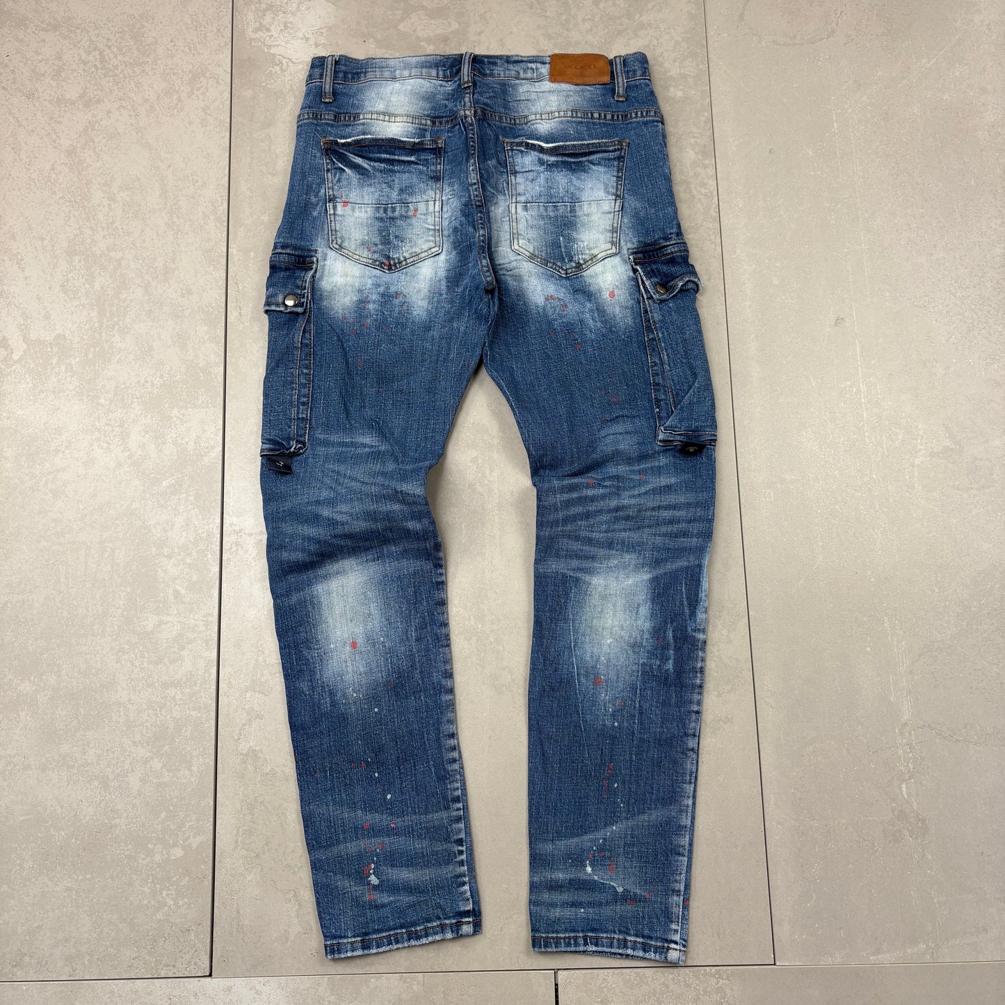 Vintage Blue Hip Hop Cargo Jeans - 34