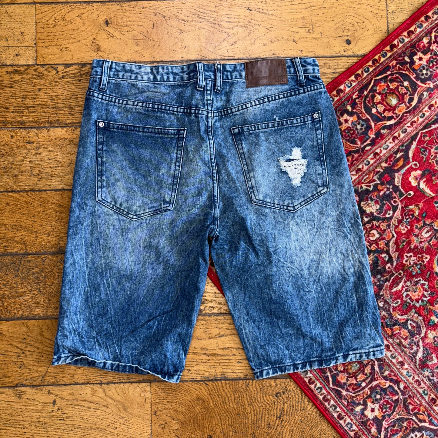 Vintage Blue Denim Slim Shorts - 34